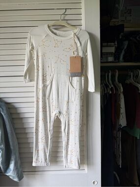 Kyte BABY Cream One-Piece with Gold Constellation Print